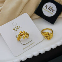 Klitz Minimalist Glossy Gold Statement Ring