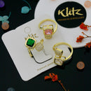 Klitz Minimalist Glossy Gold Austrian Stone Finger Ring