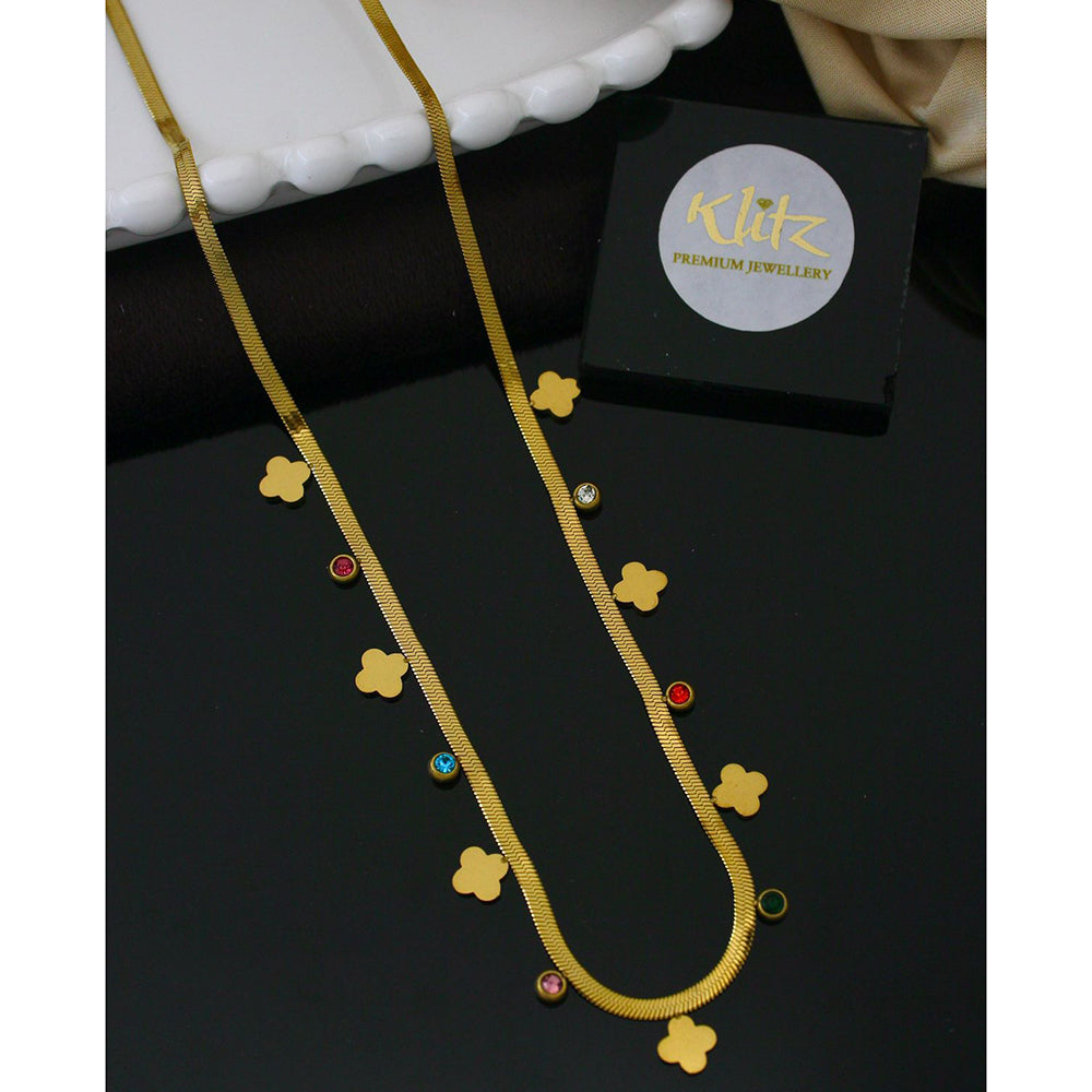 Klitz Classic Austrian Stone Snake Chain Delicate Flower Necklace