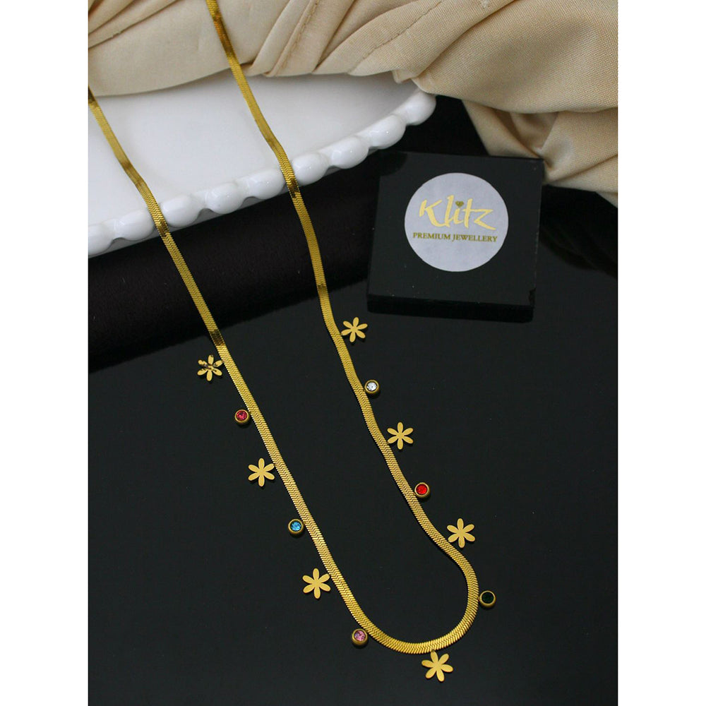 Klitz Classic Austrian Stone Snake Chain Delicate Flower Necklace