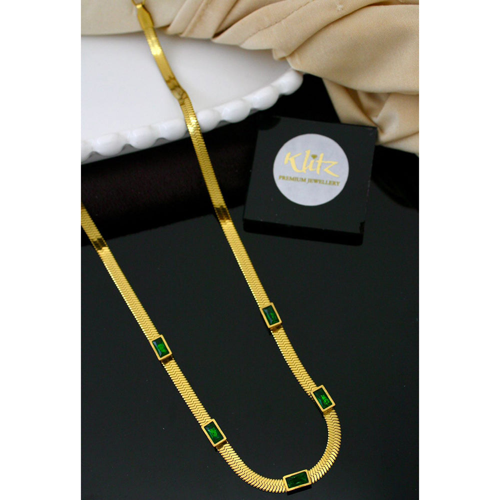 Klitz Classic Crystal Stone Snake Chain Necklace