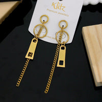 Klitz Stylish Stainless Steel Chain Dangler Earrings