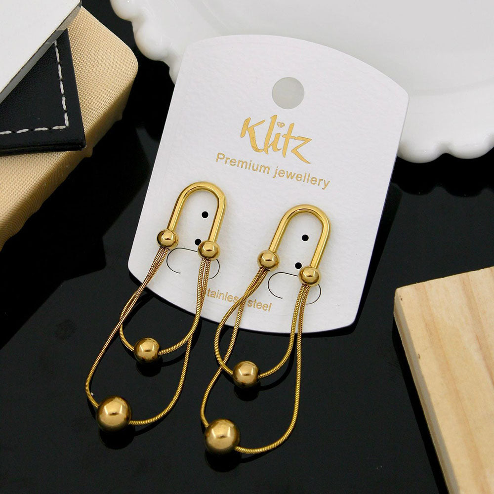 Klitz Stylish Stainless Steel Beads Dangler Earrings