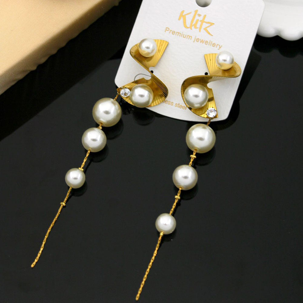 Klitz Stylish Stainless Steel Beads Dangler Earrings