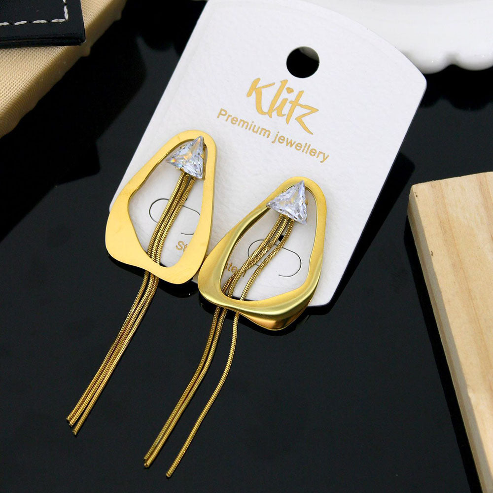 Klitz Stylish Stainless Steel Crystal Stone Dangler Earrings