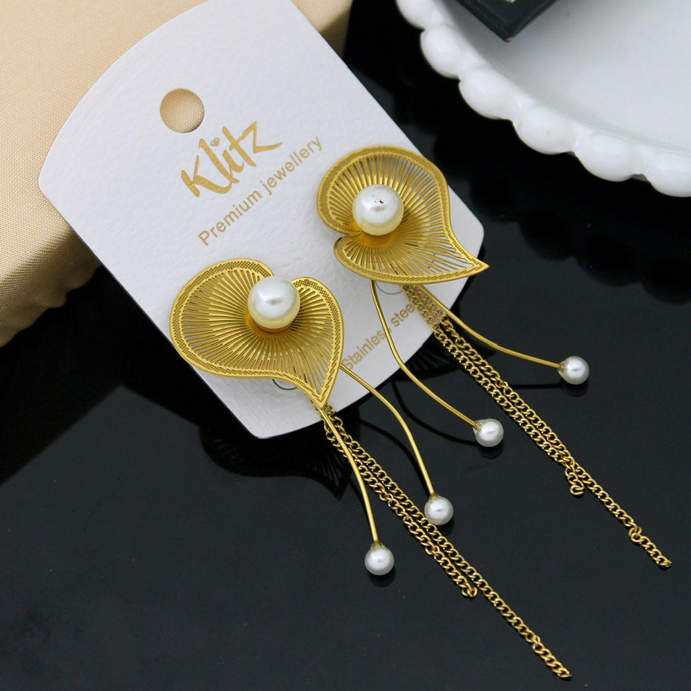 Klitz Stylish Stainless Steel Beads Dangler Earrings