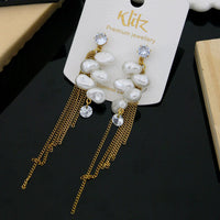 Klitz Stylish Stainless Steel Crystal Stone And Beads Dangler Earrings