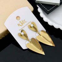 Klitz Stylish Stainless Steel Heart -Shape And Beads Dangler Earrings