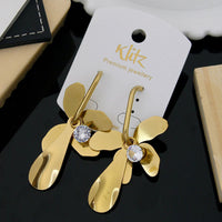 Klitz Stylish Stainless Steel Crystal Stone Dangler Earrings