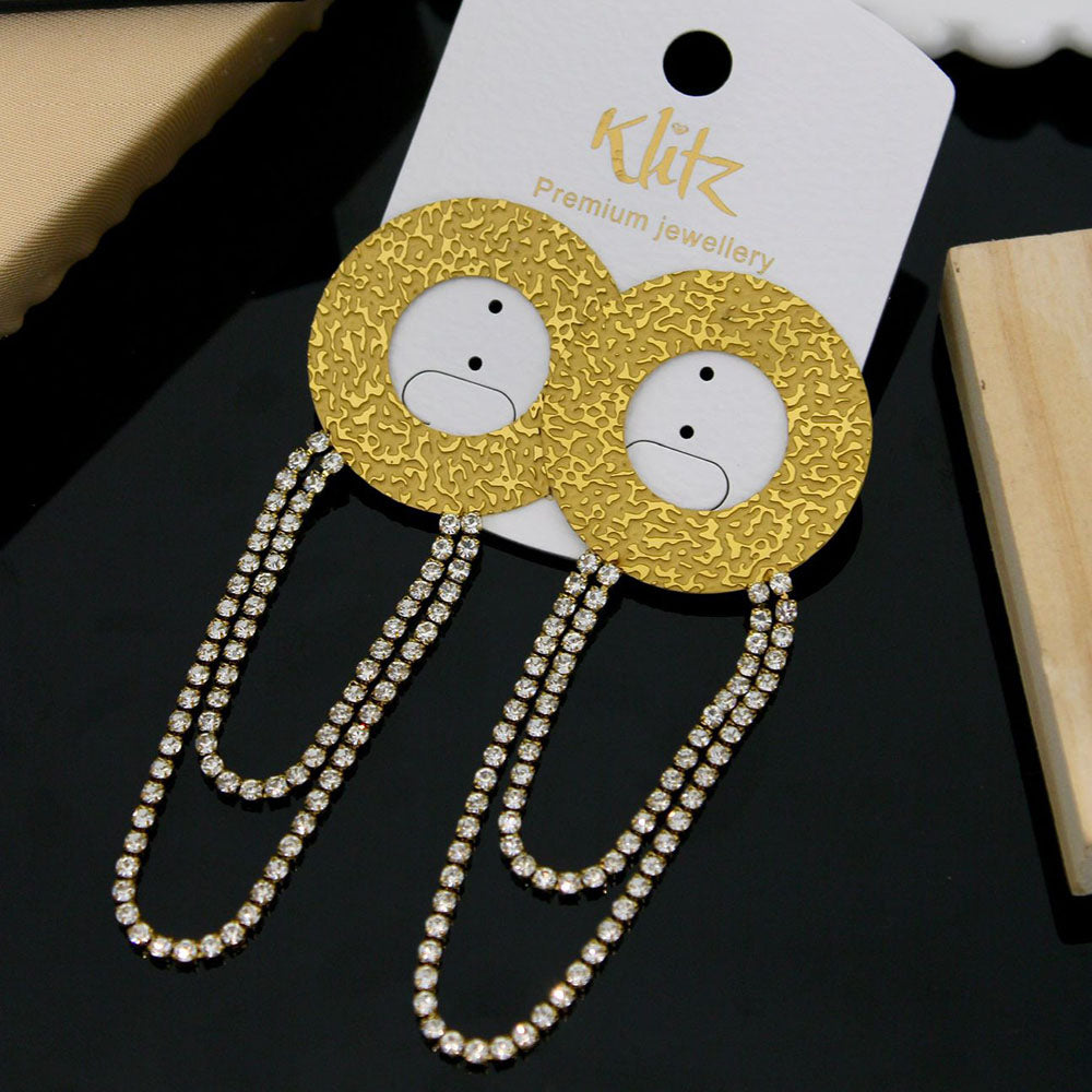 Klitz Stylish Stainless Steel Austrian Stone Dangler Earrings