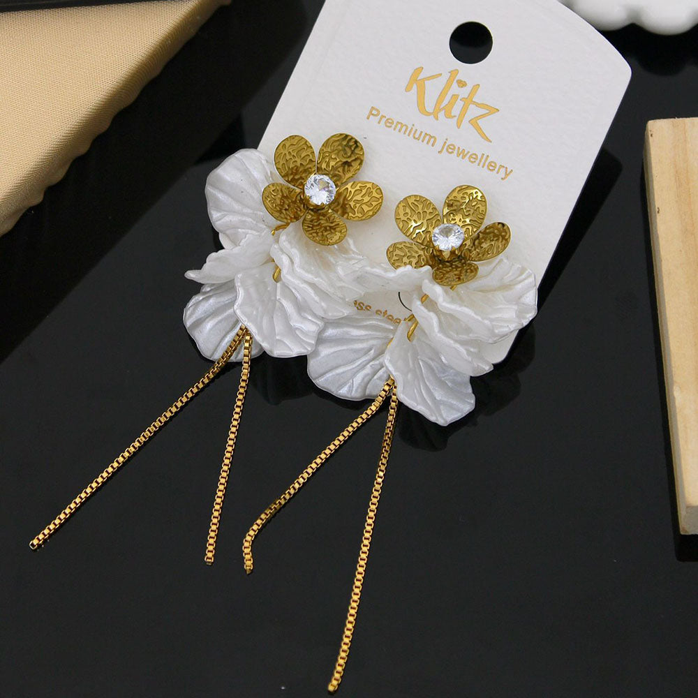 Klitz Stylish Stainless Steel Crystal Stone Dangler Earrings