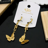 Klitz Modern Stainless Steel Butterfly Hanging Earrings