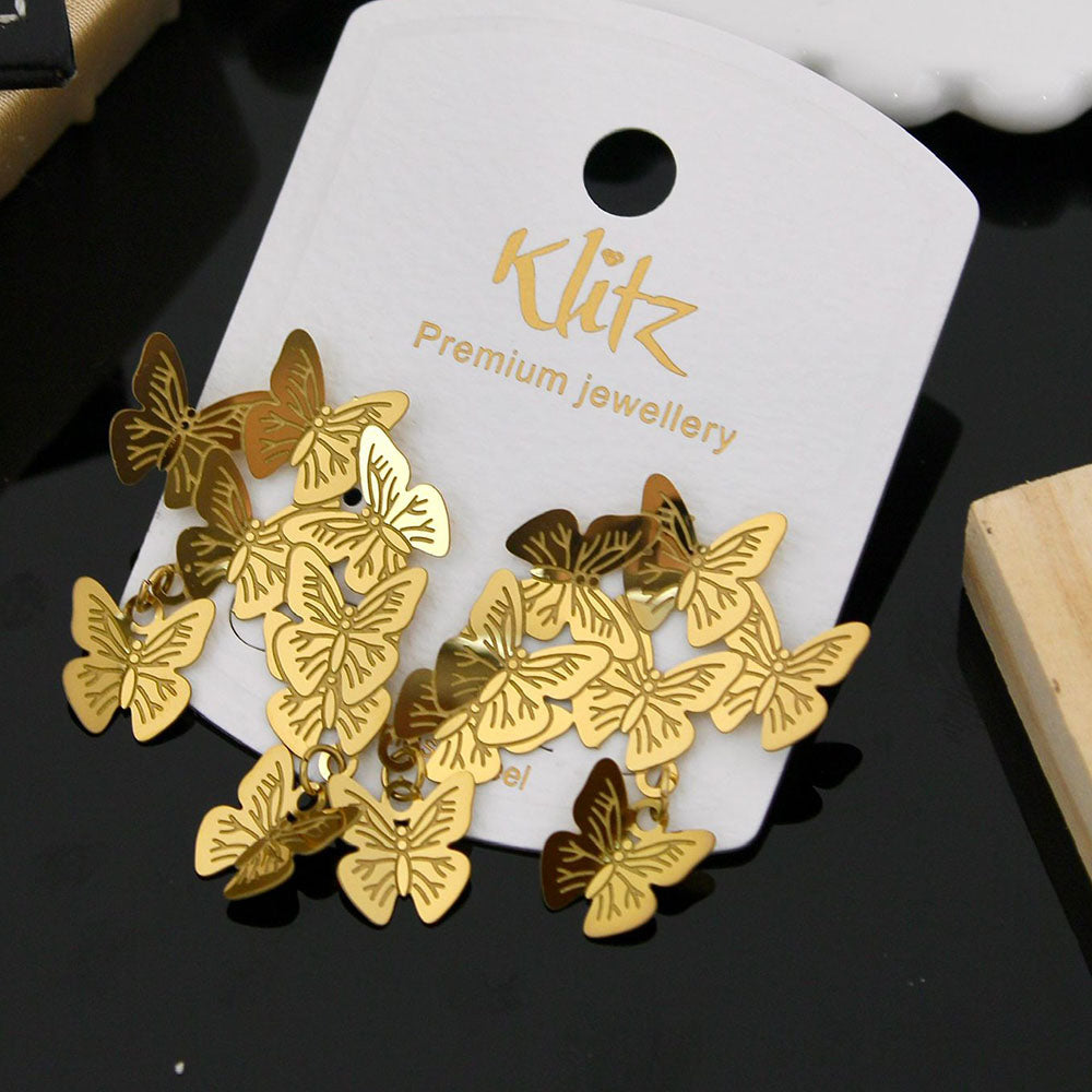 Klitz Modern Stainless Steel Multi-Butterfly Hanging Earrings