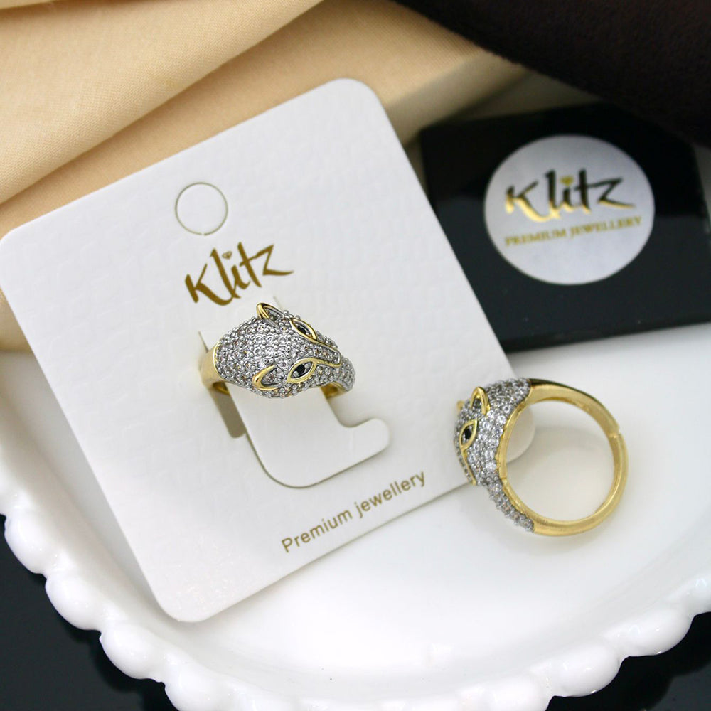 Klitz Designer Austrian Stone Panther Style Finger Ring