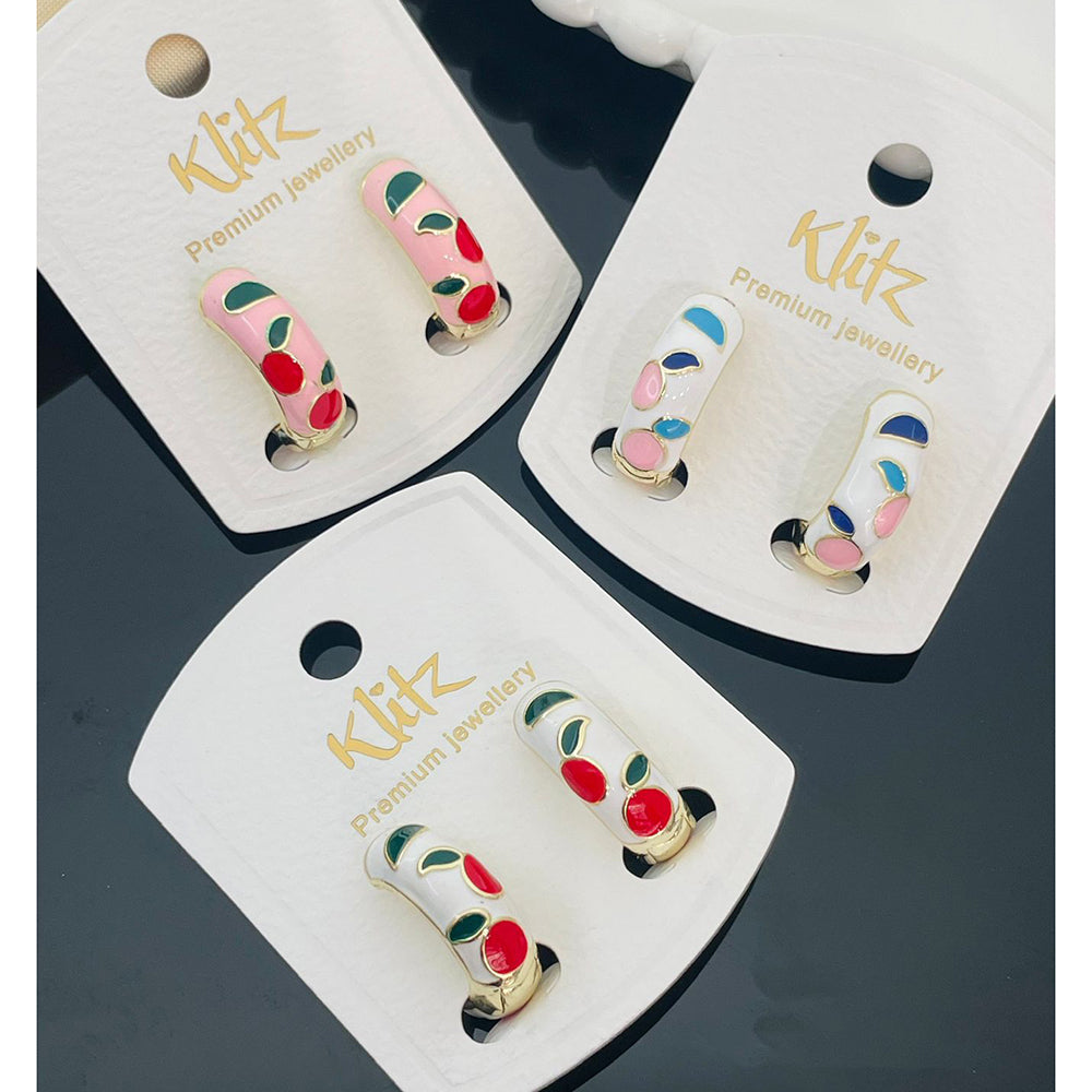 Klitz Colorful Meenakari Enamel Stud Earrings