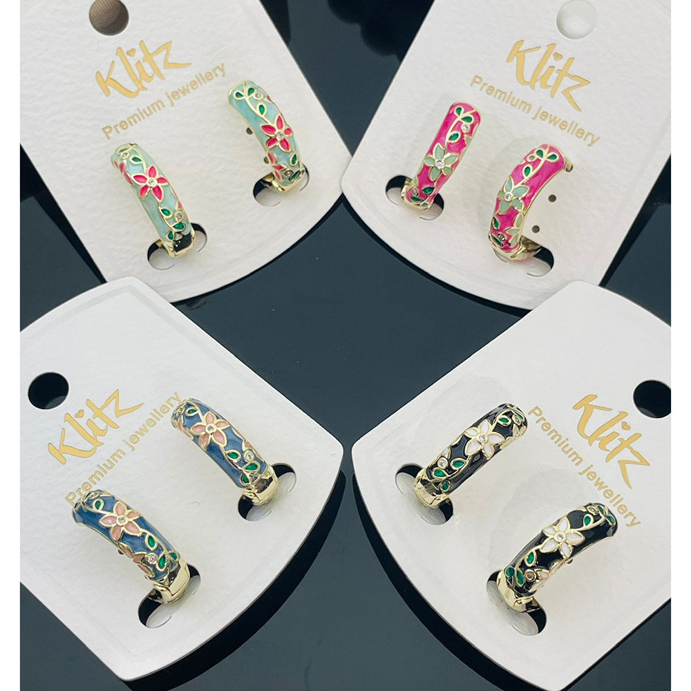 Klitz Colorful Meenakari Enamel Stud Earrings