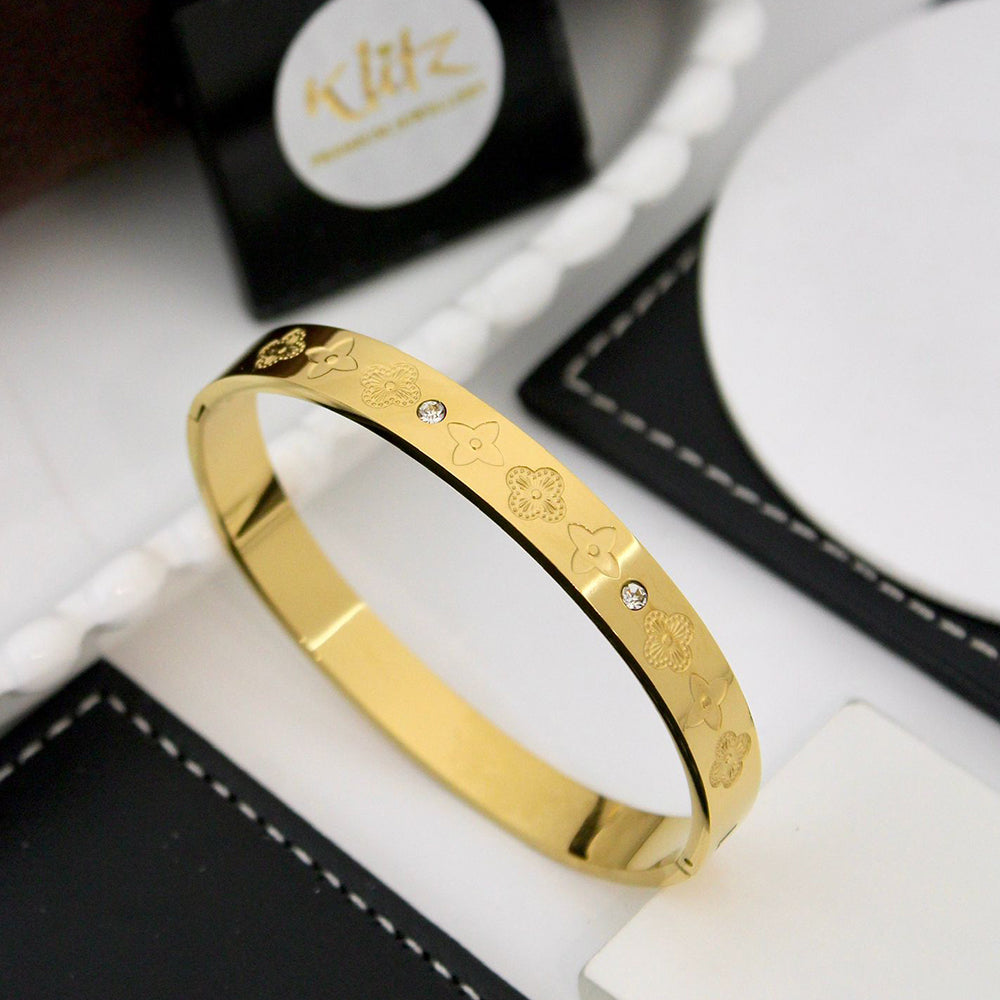 Klitz Sleek Polished Finish Austrian Stone Designer Openable Bracelet