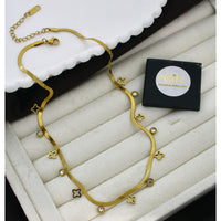 Klitz Classic Crystal Stone Snake Chain Necklace