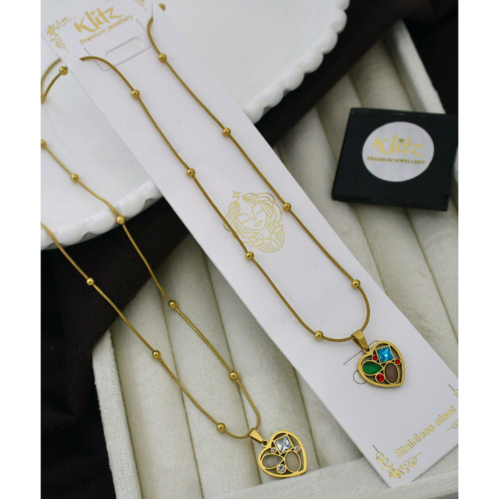 Klitz Stunning Premium Jewellery Crystal Stone Chain Pendant