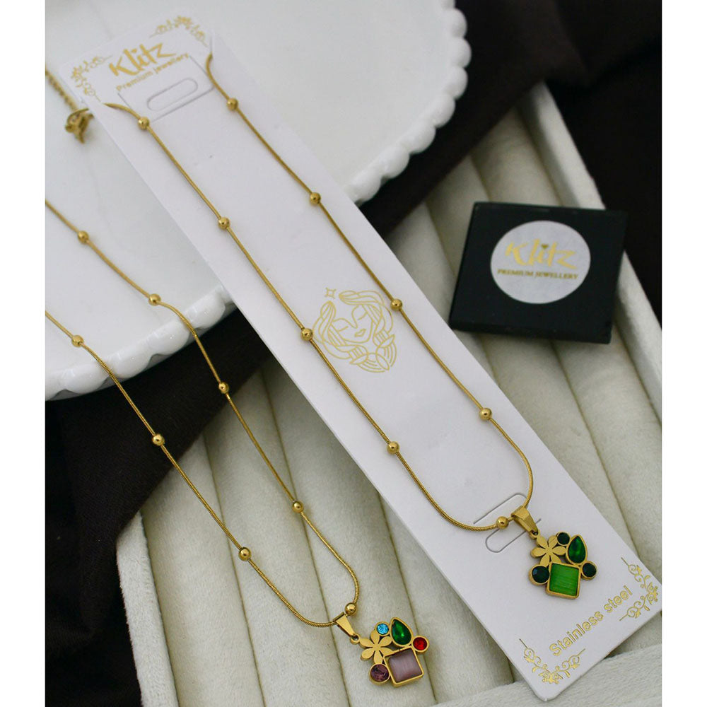 Klitz Stunning Premium Jewellery Crystal Stone Chain Pendant