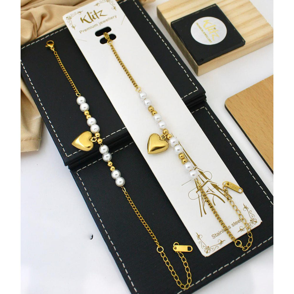 Klitz Premium Jewellery Heart Shape And Pearl Bracelet Collection