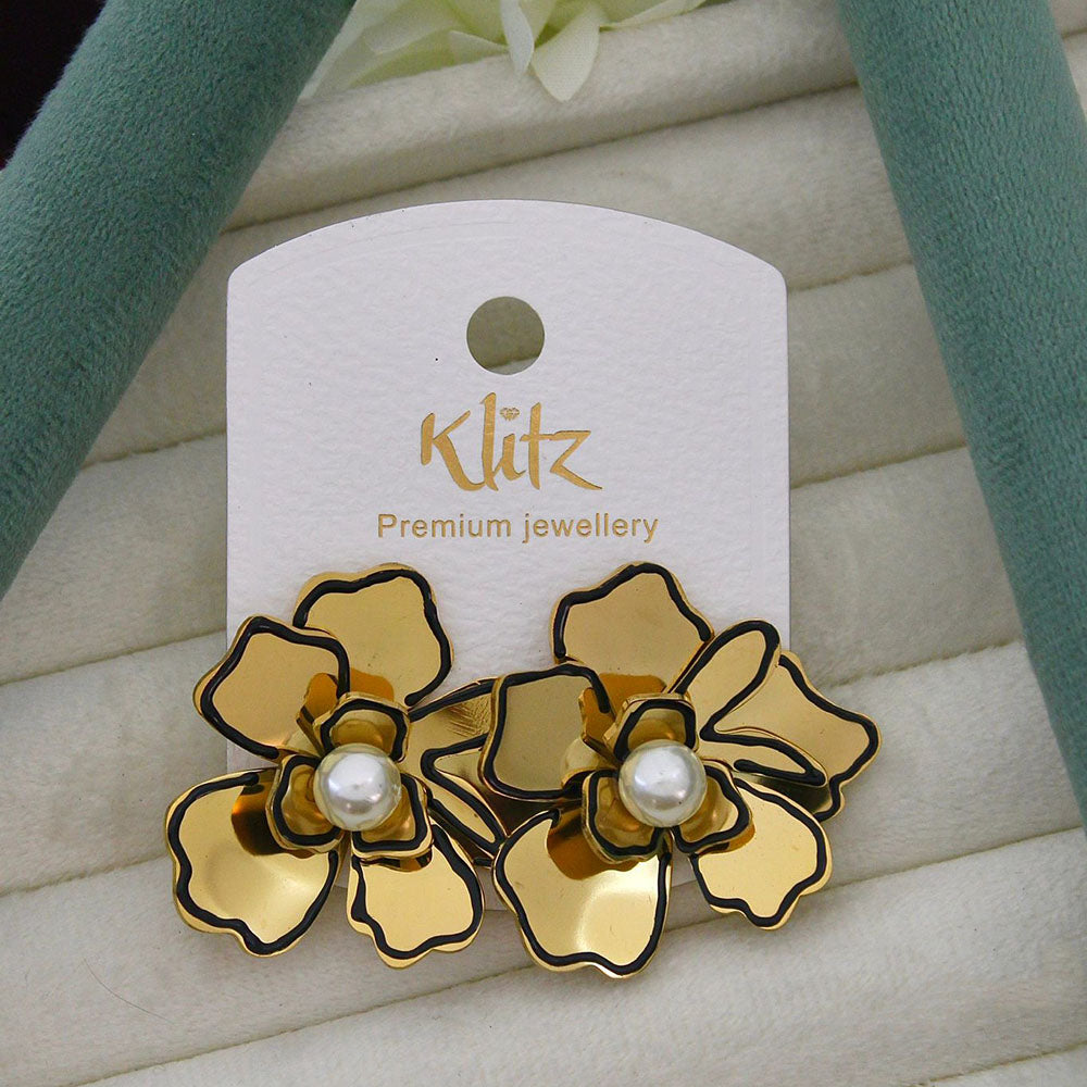 Klitz Luxury Finish Meenakari And Pearl Studs Earrings