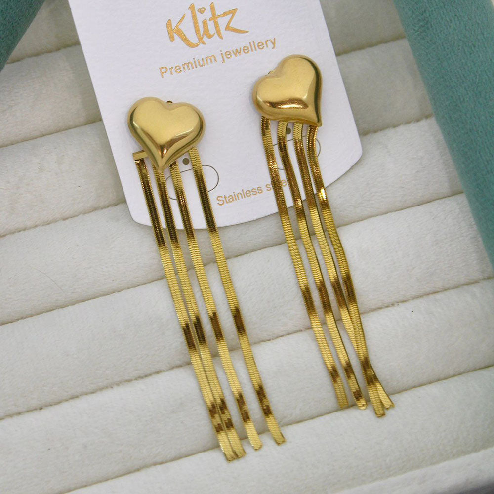 Klitz Elegant Premium Jewellery Heart Shape Dangler Earrings