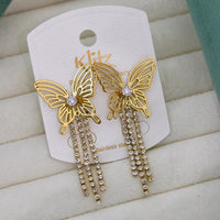 Klitz Elegant Premium Jewellery Crystal Stone Butterfly Shape Dangler Earrings