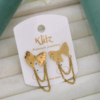 Klitz Elegant Premium Jewellery Austrian Stone Chain Butterfly Dangler Earrings