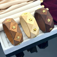 Klitz Designer Solid Wooden Bangles Set With Stud Work