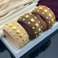 Klitz Designer Solid Wooden Bangles Set With Stud Work