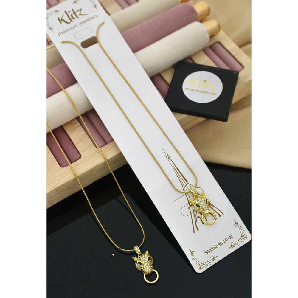 Klitz Premium Jewellery Austrian Stone Panther Design Pack of 12 Chain Pendant