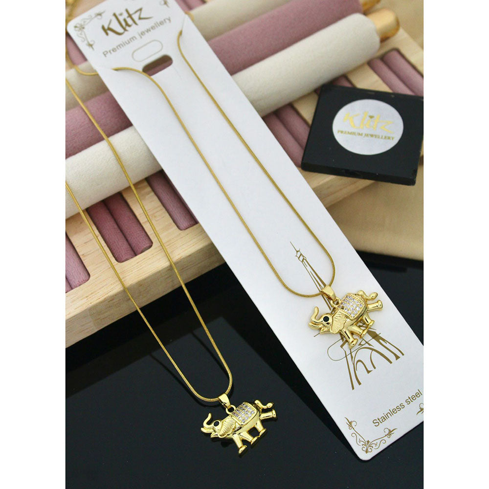 Klitz Premium Jewellery Austrian Stone Elephant Design Pack of 12 Chain Pendant