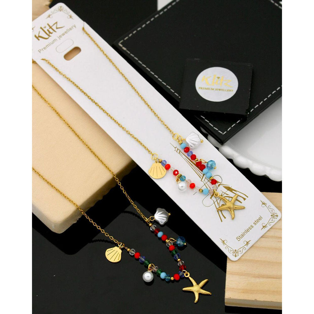 Klitz Premium Jewellery Pack of 12 Ocean-Inspired Beads Necklace