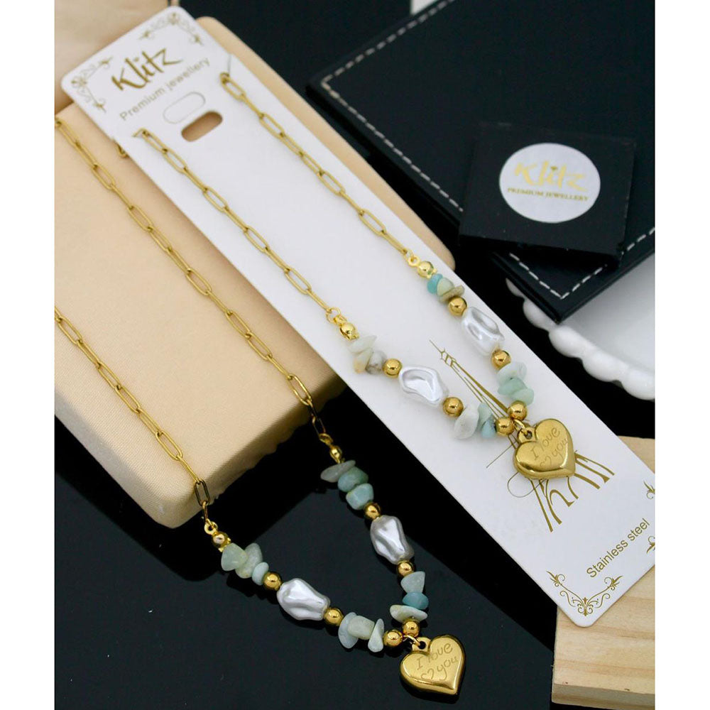 Klitz Premium Jewellery  Pack of 12 Pearl Heart Shape Necklace