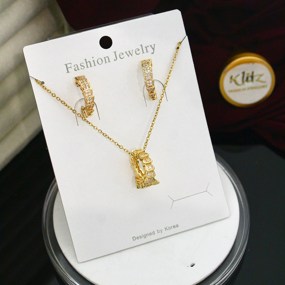 Klitz Classic Stainless Steel  Austrian Stone Chain Pendant Set (Pack of 12)