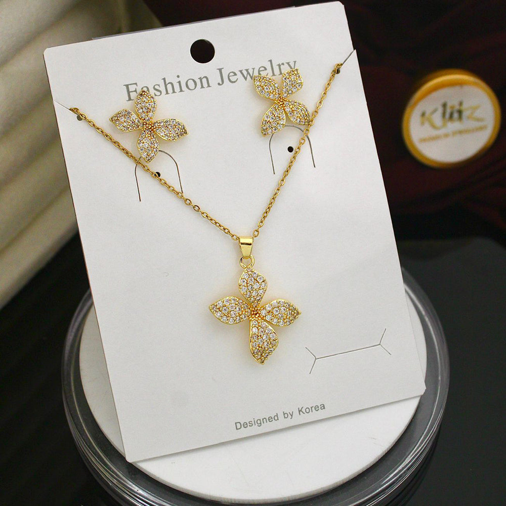 Klitz Classic Stainless Steel  Austrian Stone Chain Pendant Set (Pack of 12)