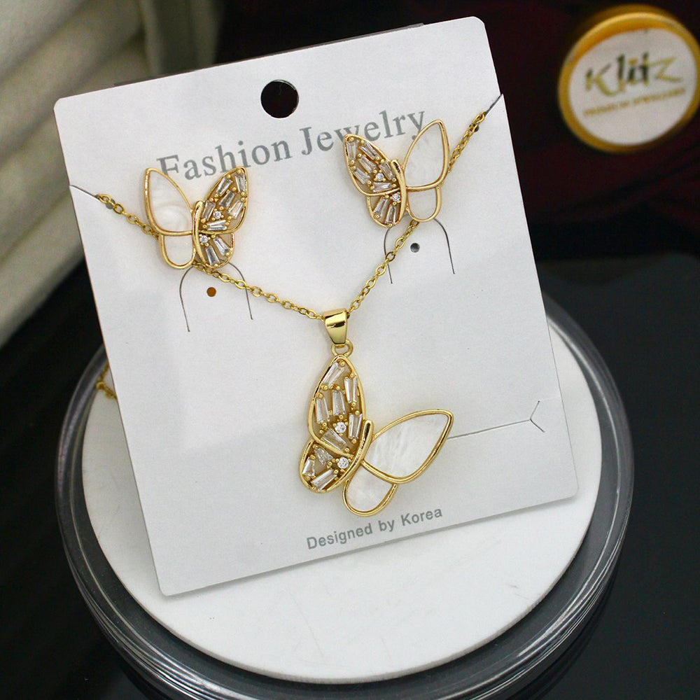 Klitz Classic Stainless Steel  Crystal Stone Chain Pendant Set (Pack of 12)