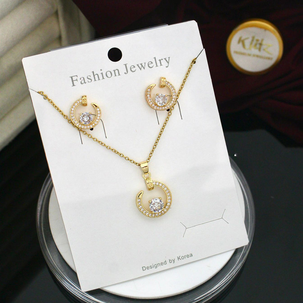 Klitz Classic Stainless Steel  Austrian Stone Chain Pendant Set (Pack of 12)