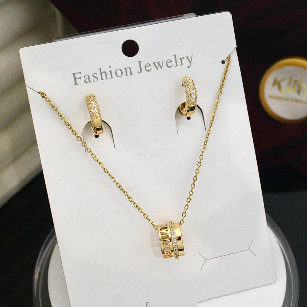 Klitz Classic Stainless Steel  Austrian Stone Chain Pendant Set (Pack of 12)