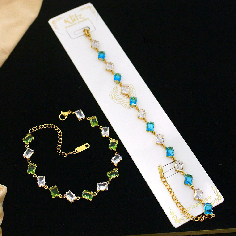 Klitz Crystal Stone Designer Hand Harness Bracelet (Pack of 12)