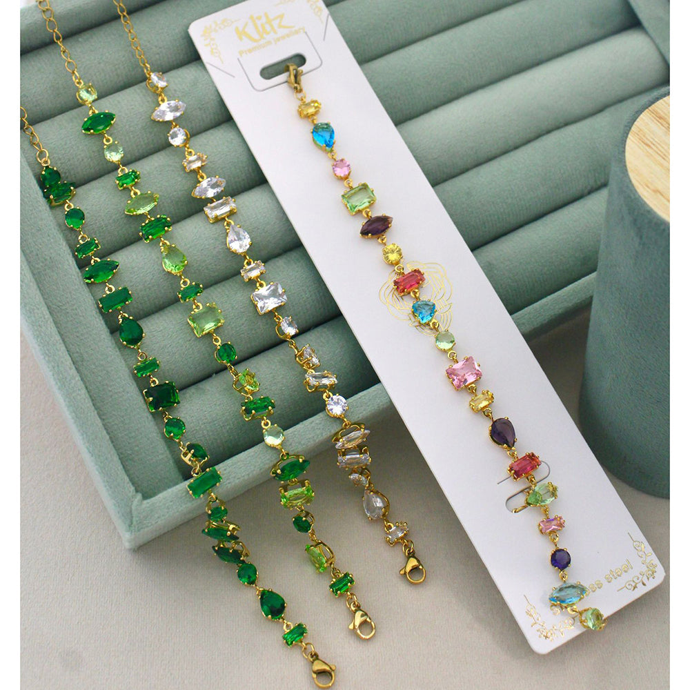 Klitz Crystal Stone Designer Hand Harness Bracelet (Pack of 12)