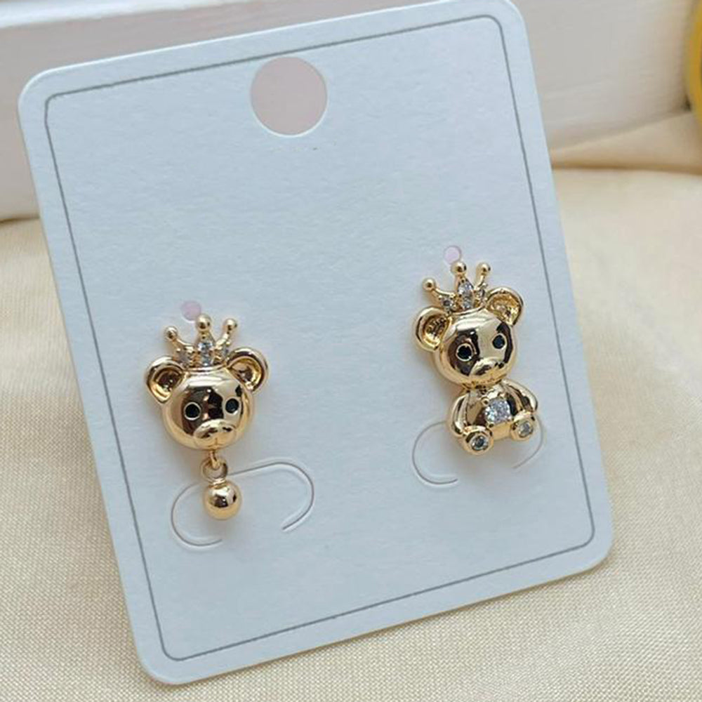 Klitz Austrian Stone Teddy Bear Stainless Steel Stud Earrings