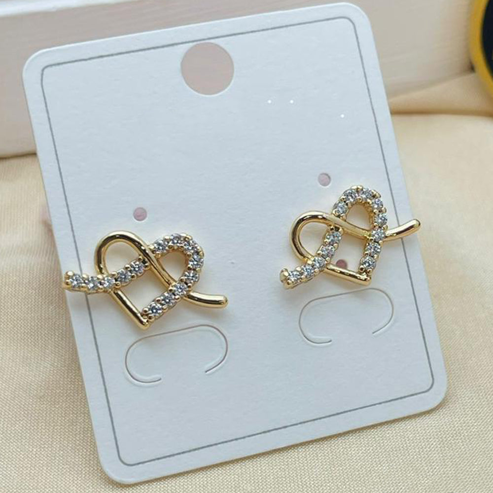 Klitz Stylish Stainless Steel Austrian Stone Heart Shape Studs Earrings