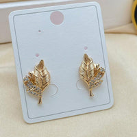 Klitz Stylish Stainless Steel Austrian Stone Leaf Studs Earrings