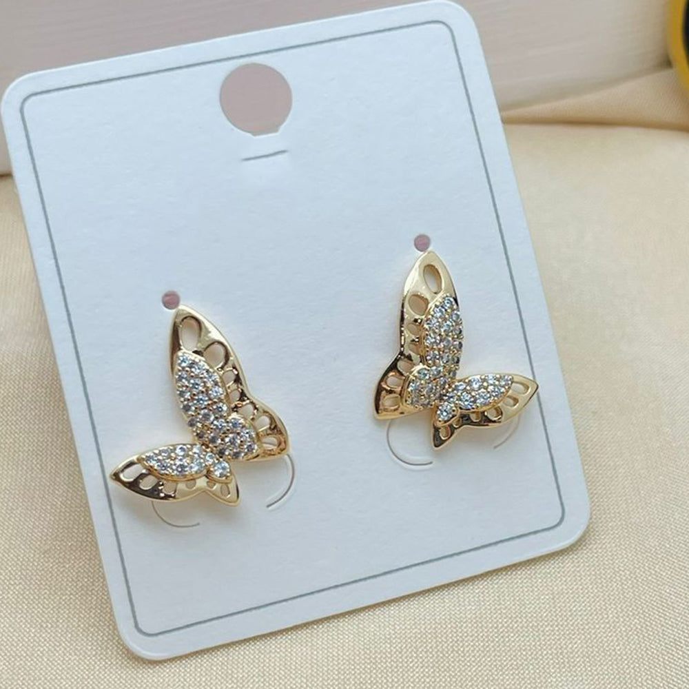 Klitz Stylish Stainless Steel Austrian Stone Butterfly Studs Earrings