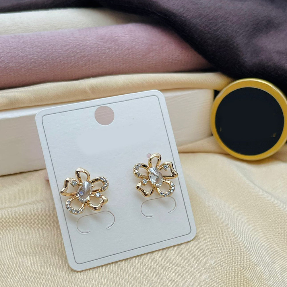 Klitz Stylish Stainless Steel Crystal And Austrian Stone Studs Earrings