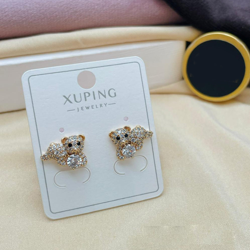 Klitz Austrian Stone Teddy Bear Stainless Steel Stud Earrings