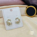 Klitz Stylish Stainless Steel Austrian Stone And Pearl Studs Earrings