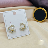 Klitz Stylish Stainless Steel Austrian Stone And Pearl Studs Earrings